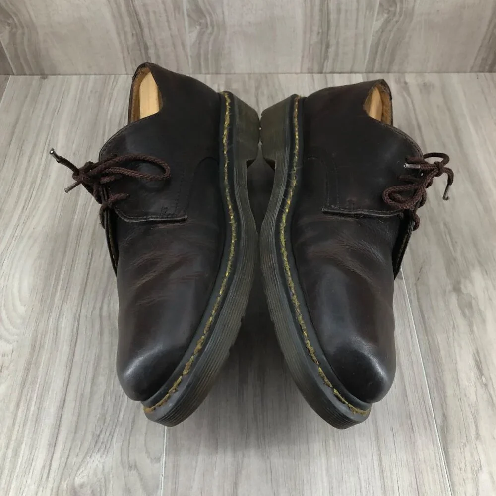 Dr Martens Shoes Mens 10 Brown Leather Lace Up Chunky Derby Oxfords